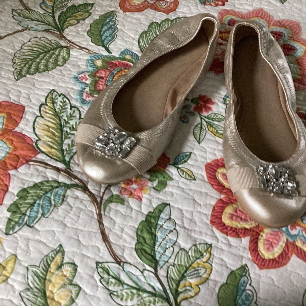 Gold bedazzled ballet flats